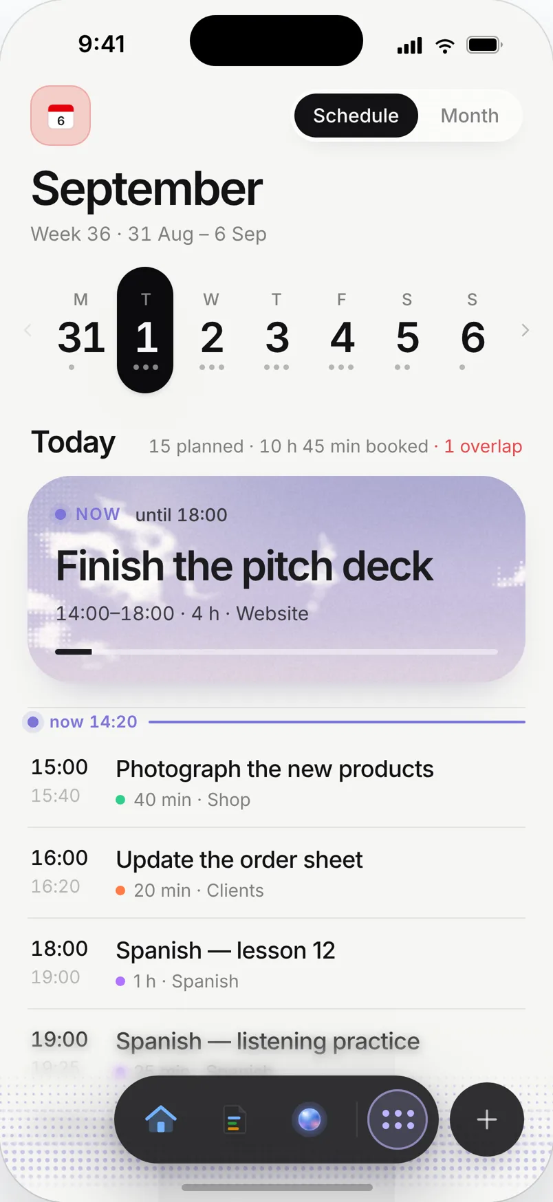 Needt Calendar on iPhone