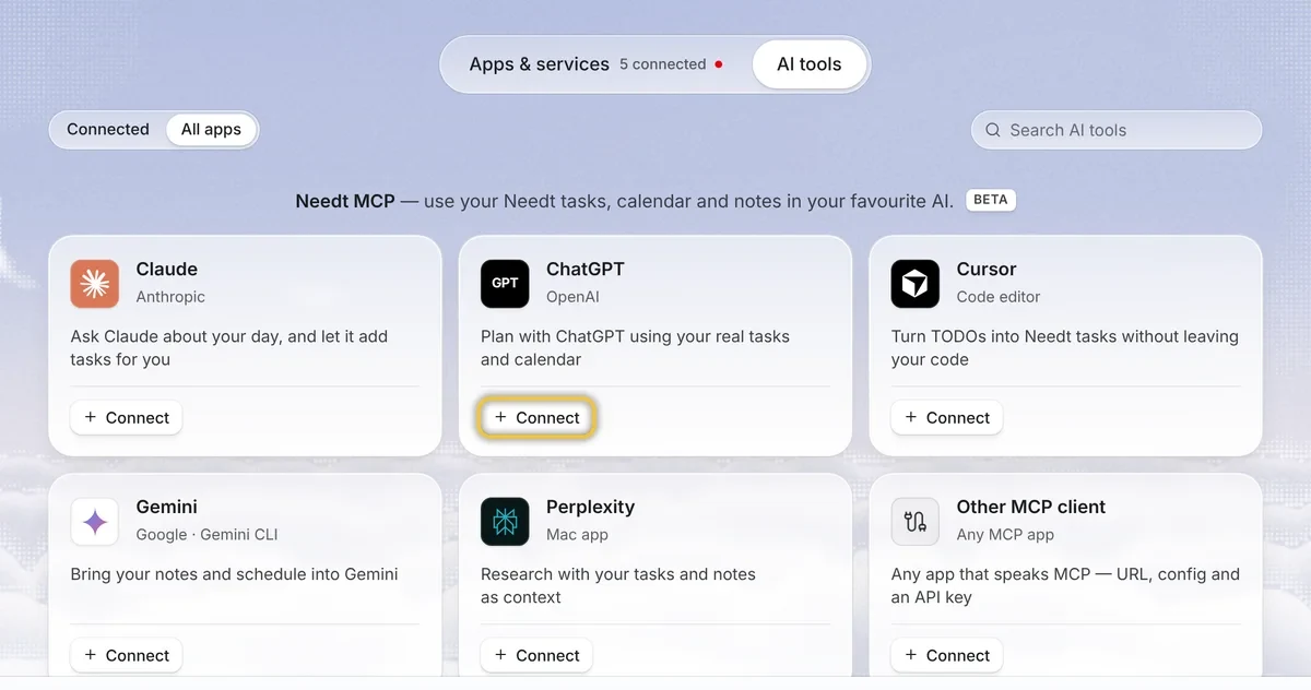 Needt Connections, AI tools tab