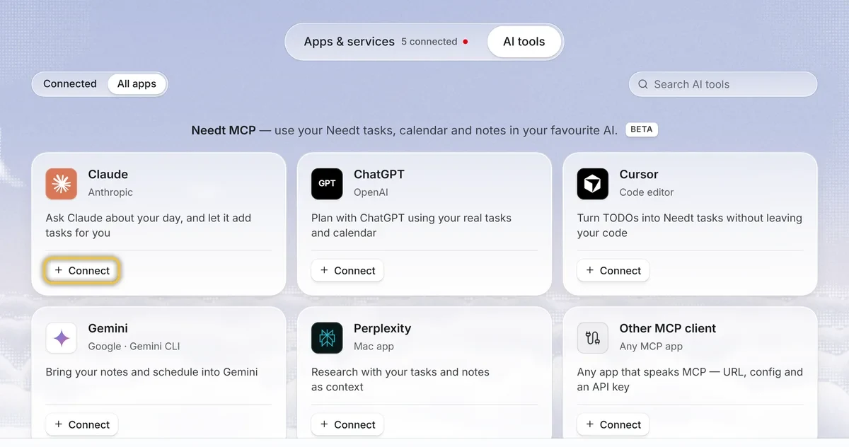 Needt Connections, AI tools tab