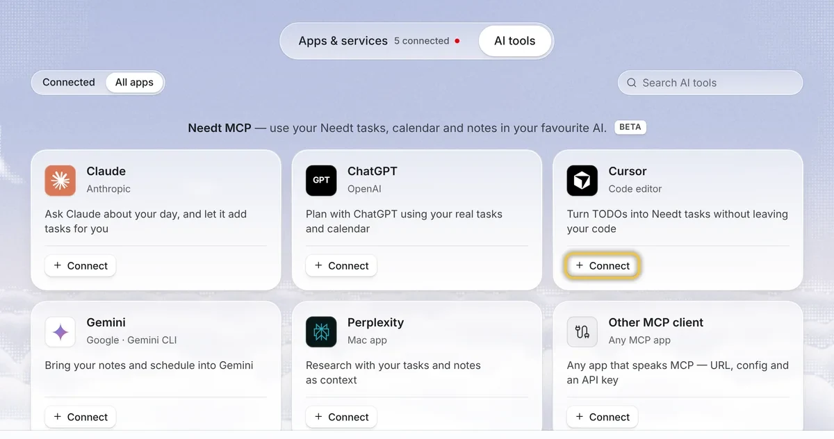 Needt Connections, AI tools tab