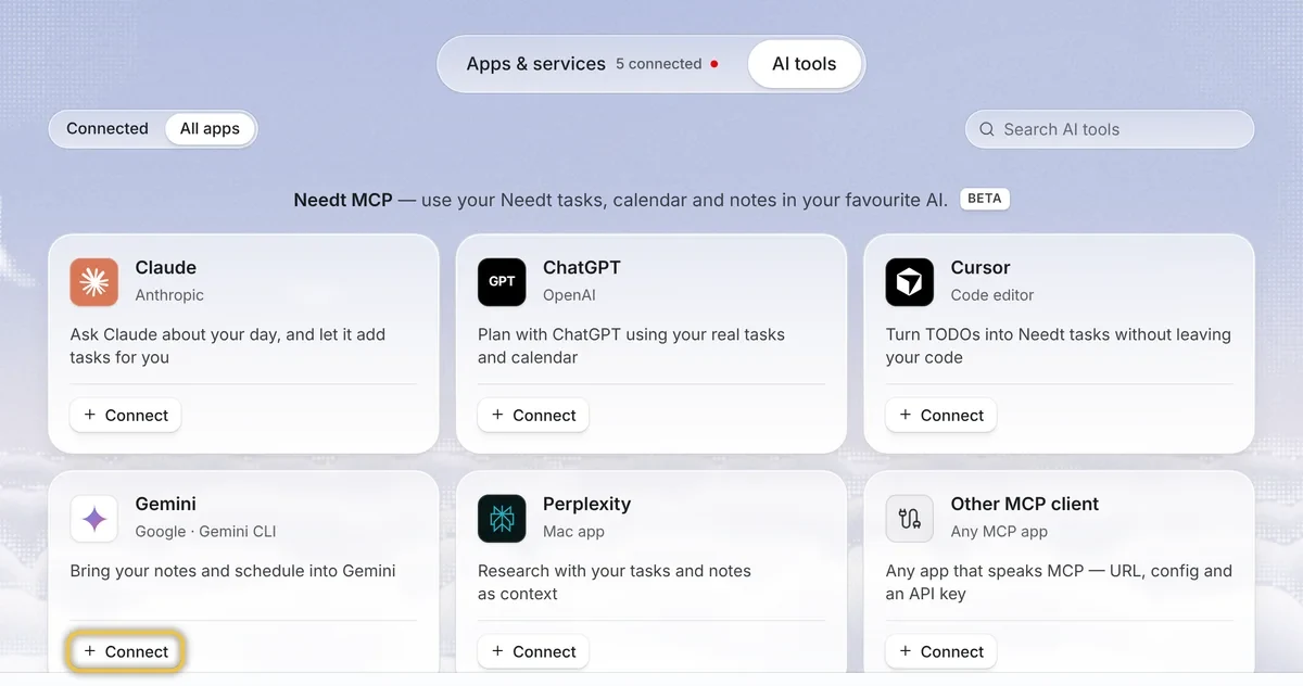Needt Connections, AI tools tab