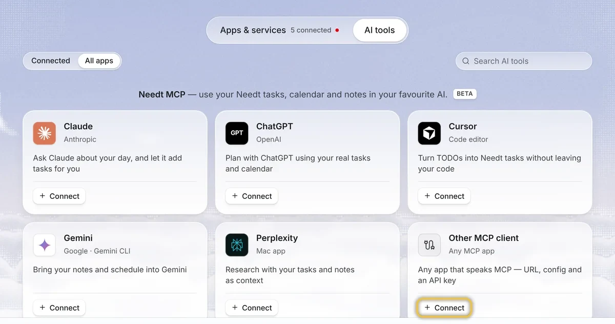 Needt Connections, AI tools tab